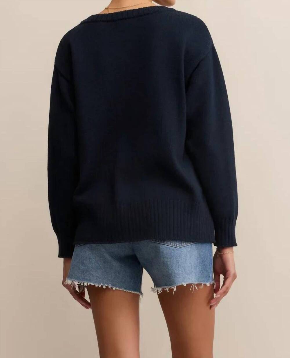 NEW Z SUPPLY all around v neck sweater in navy - Picture 3 of 5